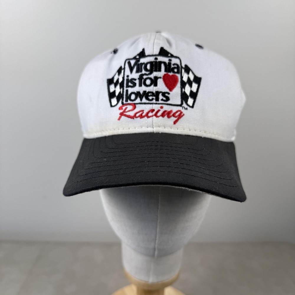 Vintage Virginia Is For Lovers Racing Hat Cap Snap Back Mens Large White 90s USA